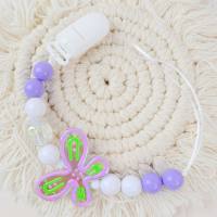 Oil drip butterfly anti-drop chain tooth glue pacifier chain pacifier anti-lost rope  Purple