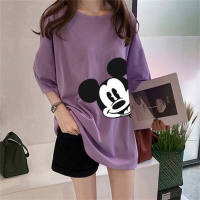 Adult Mickey Mouse Print T-shirt Top  Purple
