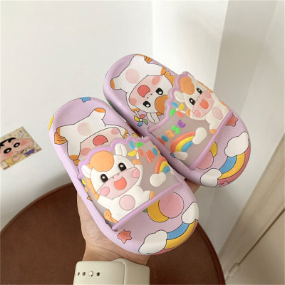 Children's colorful cow pattern slippers