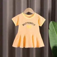 2022 new summer girls' dress, fashionable baby princess dress, Korean style infant small skirt, casual nightgown  Orange