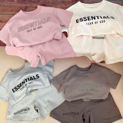 Kinderkleidung Kinder Kurzarmanzug Briefdruck Jungen Kurzarmshorts Zweiteiliges Set T-Shirt Baby Sommerkleidung Dünn T