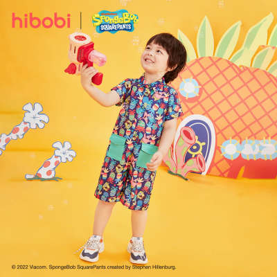 hibobi x SpongeBob Toddler Boy Casual Multi Coloured Print Overalls