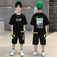 Boys' casual summer two-piece suits for little boys trendy clothes fashionable children's clothing  Black