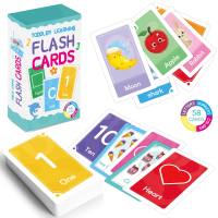 Lernkarten für die Früherziehung von Kindern. Lernkarten für Wörter, Formen, Farben, Zahlen und englische Buchstabenkarten.  Mehrfarbig