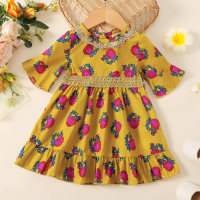 Baby Girl Clashing Lace Floral Dress  Yellow