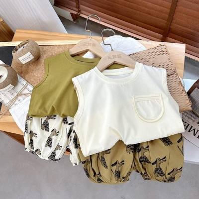 New children's summer suits boys and girls summer clothes baby shorts two-piece suit