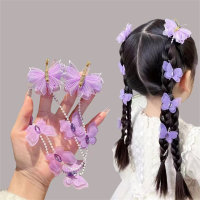 Children's braided hair with bow hairpin headdress princess tassel  Multicolor