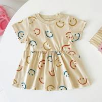 Babykleidung, floraler Kinder-Babyrock, Ins-Style-Babykleidung, Sommermädchenkleid, europäische und amerikanische reine Baumwolle  Aprikose