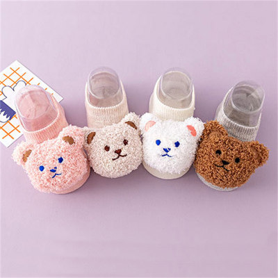 Calcetines de bebé de algodón puro con decoración de oso 3D