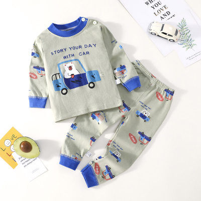 2-piece Toddler Boy Pure Cotton Letter Moon and Astronaut Printed Long Sleeve Top & Matching Pants