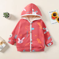Toddler Girl  Hooded Printed Button-up Jacket  Pink