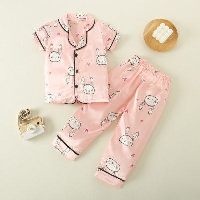 2-piece Rabbit Pattern Pajamas for Toddler Girl