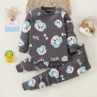 Children's pure cotton autumn clothes and long trousers suits infant baby underwear home clothes suits children's pure cotton autumn clothes suits  Deep Gray