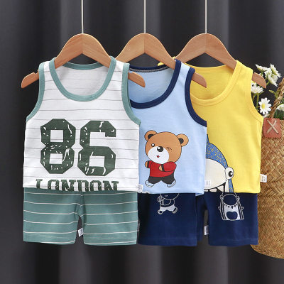 New style girls shorts clothes baby vest suit children's clothing children vest suit summer boys