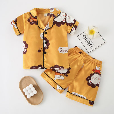 Toddler Girls Cotton Letter Color-block  Pajamas Top & Shorts