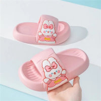 Toddler Girl Cute bunny animal pattern One word sandals  Pink