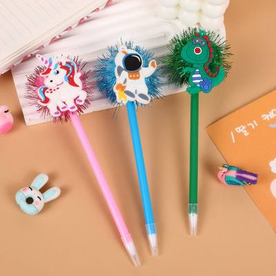 Personalized cartoon soft gel creative hair ball pen