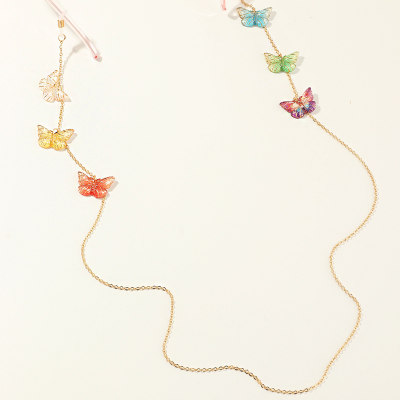 Collar de cadena de gafas de mariposa colorida para niños pequeños