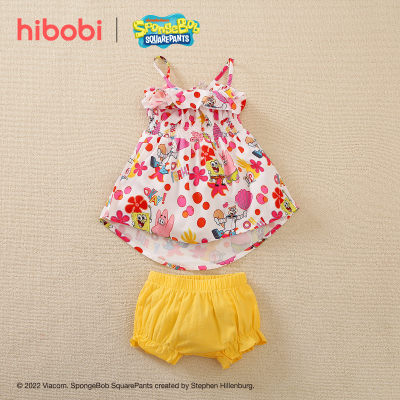 hibobi×Spongebob Baby Girl Cartoon Print Cami Dress & Shorts