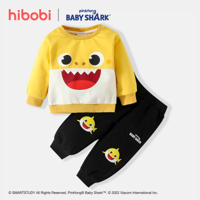 Baby Shark ✖ hibobi Boy Baby Cute Print Fabric Blocking Sweater Set