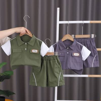 2024 terno de manga curta de verão infantil para bebê menino, vestido de verão, camisa estilo de trabalho, menino, bonito e casual