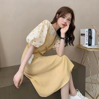 Verano nuevo estilo Hepburn estilo maduro falda con tirantes retro francés traje de dos piezas traje de temperamento de celebridad neta de estilo occidental femenino  Amarillo