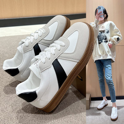 White shoes for women, fashionable and versatile flat shoes, German training shoes, women's soft bottom shoes, low-top casual shoes
