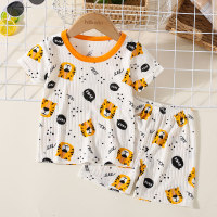 2-piece Toddler Boy Allover Lion Printed Short Sleeve Top & Matching Shorts  Orange