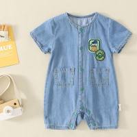 Children's clothing, baby denim jumpsuit, boy's summer clothing, new style baby clothes, romper, crawling clothes, outing clothes manufacturers  Blue