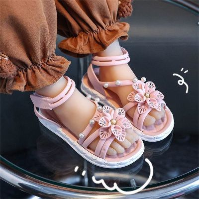 Children's non-slip soft little girl baby flower princess beach shoes