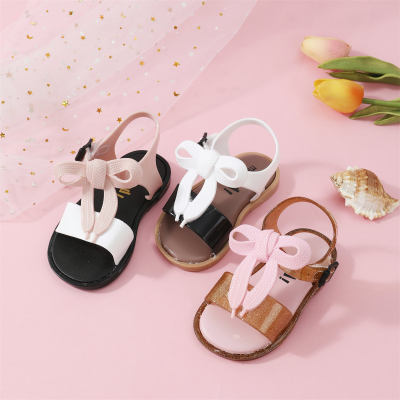Toddler Girl Color-block Bowknot Decor Open Toed Velcro Sandals