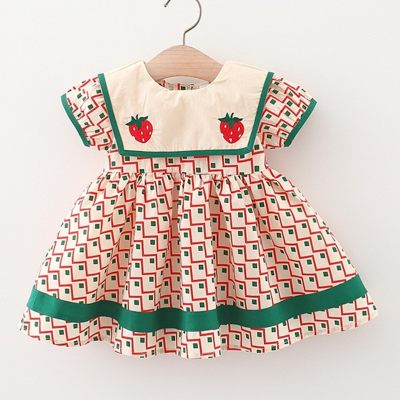 1479 children's clothing wholesale summer new product baby girl strawberry embroidered dress princess skirt dropshipping
