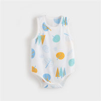 Couverture de pet pour bébé, combinaison fine d'été en pur coton désossé, gilet d'été, gilet triangulaire, bouton d'épaule, sans manches  blanc