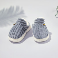 Toddler Solid Color Slippers Baotou Cotton Mop  Gray