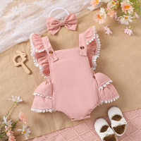 Foreign trade baby clothes, newborn romper, baby girl triangle jumpsuit + headband, Amazon Europe and America cross-border  Pink