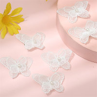 Girls' 5PCS Pearl Decor Butterfly Style Hairpin  White