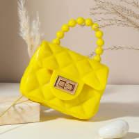 Toddler Girl Solid Color Pearl Crossbody Bag  Yellow