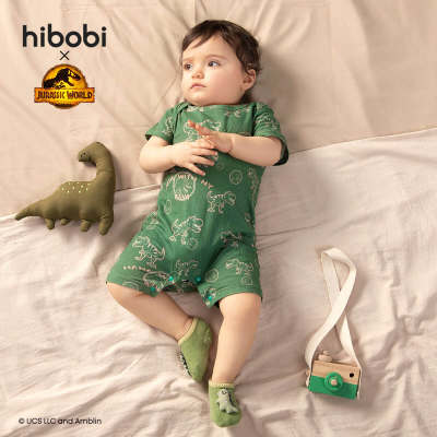 Jurassic World × hibobi boy baby Dinosaur Print Green Bodysuit