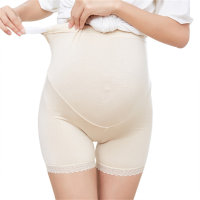 Sicherheitshose für Schwangere mit hoher Taille und Bauchstütze aus Spitze, Boxerhose, verschleißfest, Oberschenkelschutz, Vier-Ecken-Sicherheitshose  Aprikose