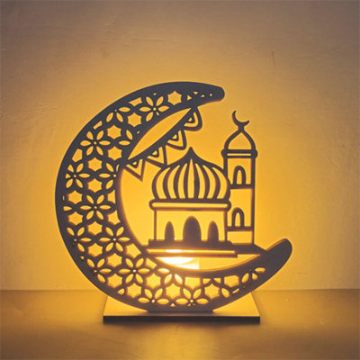 زينة مصباح رمضان كريم خشبية
