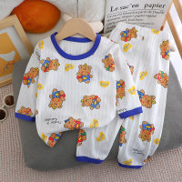 Summer children's three-quarter sleeve trousers home clothes suits cotton underwear baby thin pajamas pajamas air-conditioning clothes  Blue