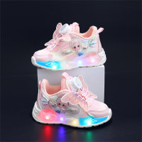 Children's rotating buckle butterfly wings luminous sports shoes  Pink