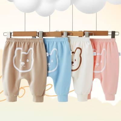 Baby pants spring and autumn men and women pure cotton cartoon trousers loose harem pants baby high waist pants