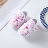 Baby and toddler floral bowknot fabric soft sole toddler shoes  Pink