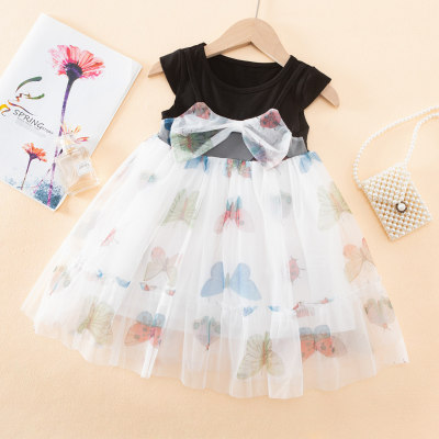 Toddler Girl Sweet Tulle Press Bow Knot Decor Dress