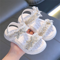 Sandales enfant en dentelle à nœud  blanc