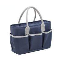 New women's handbag storage bag multi-pocket lunch bag aluminum foil thickened hand-held large capacity storage bag  Navy Blue