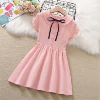 Girls dresses summer little girl cotton skirt children's princess dress middle and large children's stylish summer clothes  Pink