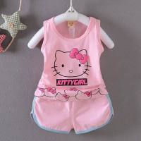 Baby Girls Sets New Products for Toddlers and Children Cartoon Vest Shorts Girls Summer Sets  Pink