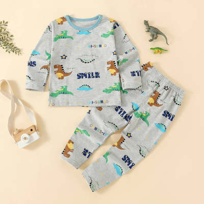 Toddler Boy Dinosaur Printed 2-Piece Pajama Set